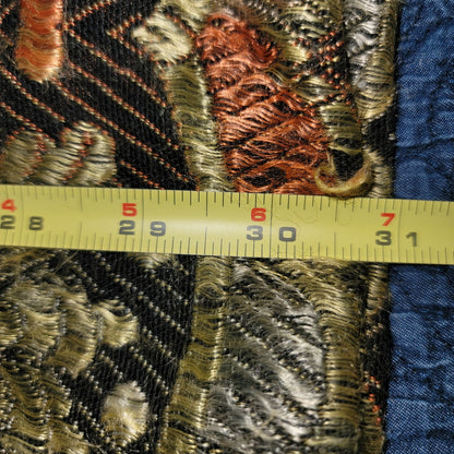 Metallic copper black throw fringe BOHO damaged coverlet crafting artwork teddie