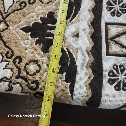 Blanket artisan 88"x90" Brown Cream Tassel Diamond Woven boho tribal Thick Queen