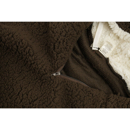 Forgotten Grace Faux Shearling Sherpa Pullover 1/4 Zip Hoodie Sz Large Brown NWT