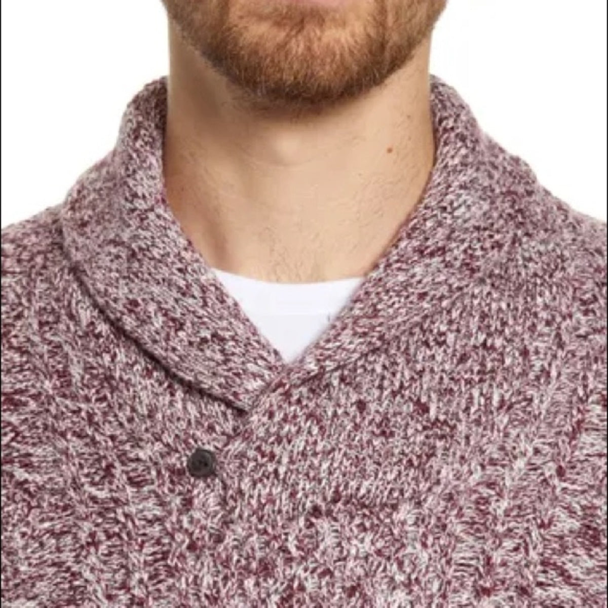 1901 Burgundy Shawl Collar Mélange Pullover XL