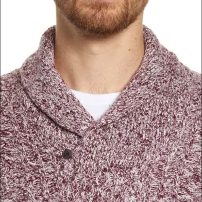 1901 Burgundy Shawl Collar Mélange Pullover XL