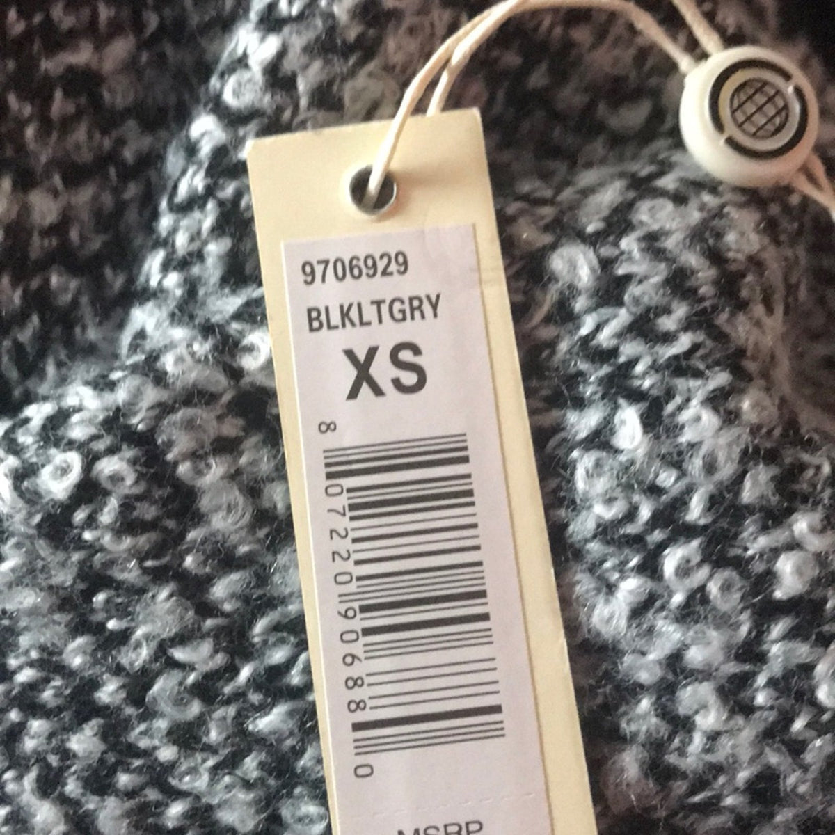 Max Studio Black Grey Marled Knit Frayed Sweater Size XSmall