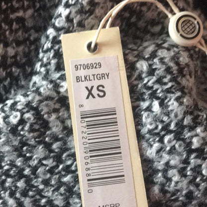 Max Studio Black Grey Marled Knit Frayed Sweater Size XSmall
