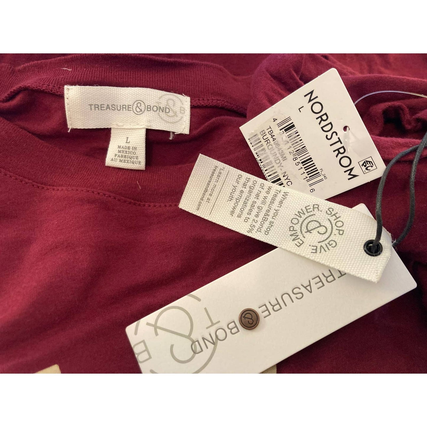 Treasure & Bond New York NYC Graphic Long Sleeve Tee Top Sz Large Burgundy NWT