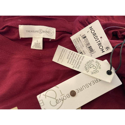 Treasure & Bond New York NYC Graphic Long Sleeve Tee Top Sz Large Burgundy NWT