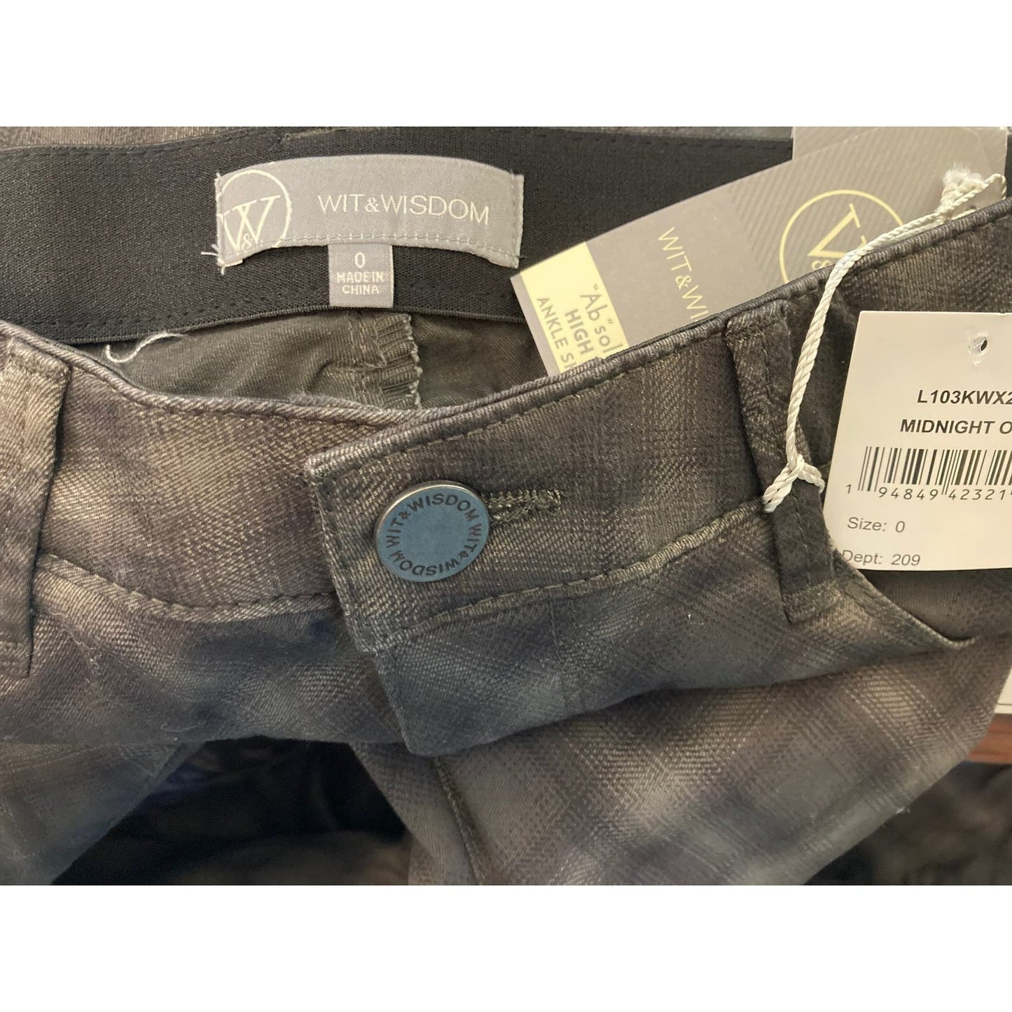 Wit & Wisdom Women Ab-Solution High Rise Ankle Skimmer Jeans Size 0 Plaid NWT