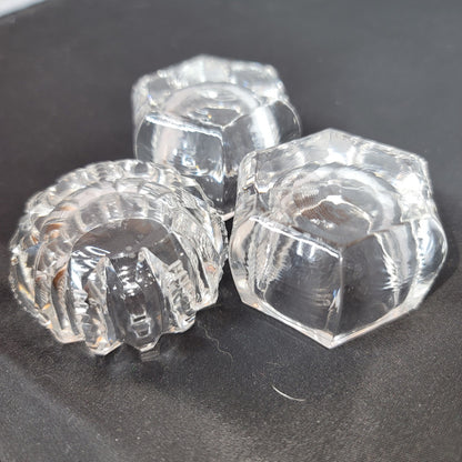 Lot of 3 mini glass crystal salt cellars tableware cut