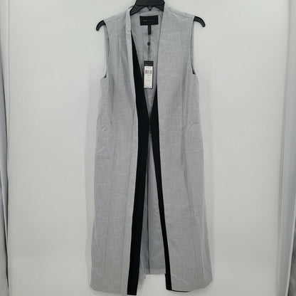 BCBGMAXAZRIA Longline Open Front Vest Coat Sleeveless Heather Gray Medium