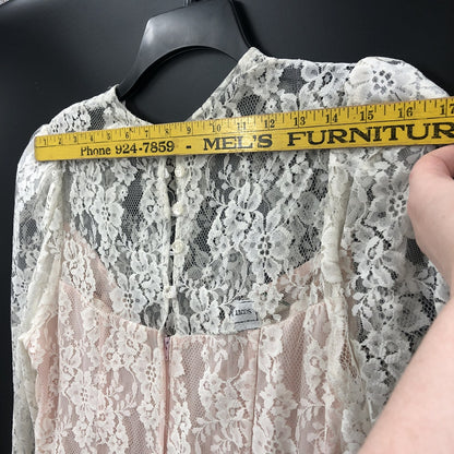 Vintage Scott McClintock Pink Jacquard Lace Drop Waist Bustle Dress 14 Prom Glam