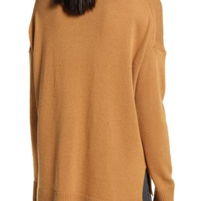Chelsea 28 High/Low Crew Neck Sweater Long Sleeve Medium Brown Cozy Winter