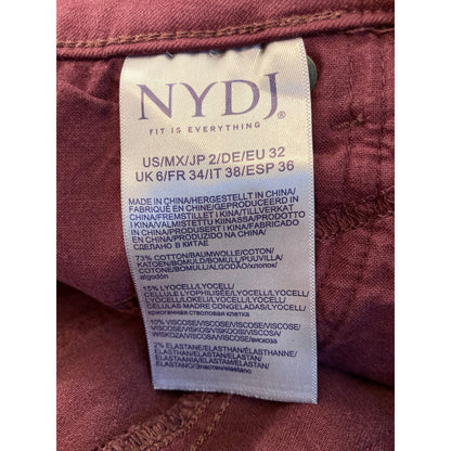 NYDJ Women's Jeans Marilyn Straight Leg Size 2 Deep Merlot Wine NWT Pants