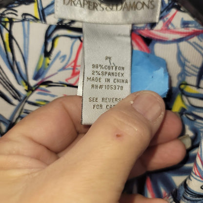 Draper & Damons Womens 2X Casual bLUE Pink Yellow Lightweight Coat Jacket