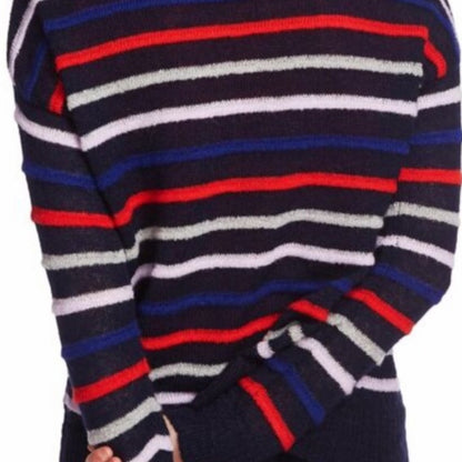 Court & Rowe NWT Striped Navy Crush Crewneck Sweater Small Winter Cold Weather