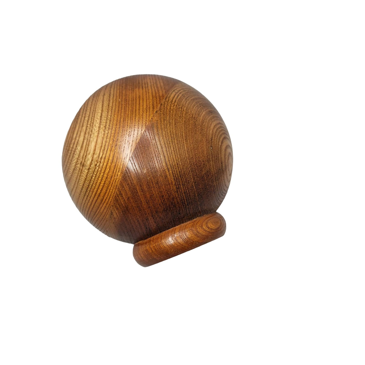 Wood vase MCM Handsome shiny wood grain round salt nut bowl sphere orb decor