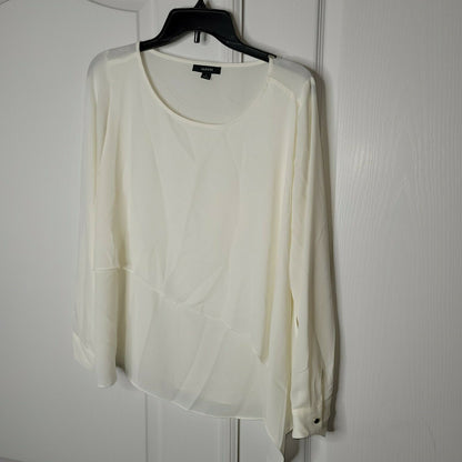 ALFANI Casual Tiered Top Blouse Long Sleeve Scoop Neck Ivory Size Small NWT