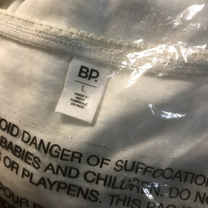 BP. NWT Lettuce Edge Long Sleeve T-shirt In Ivory Size Large casual travel layer