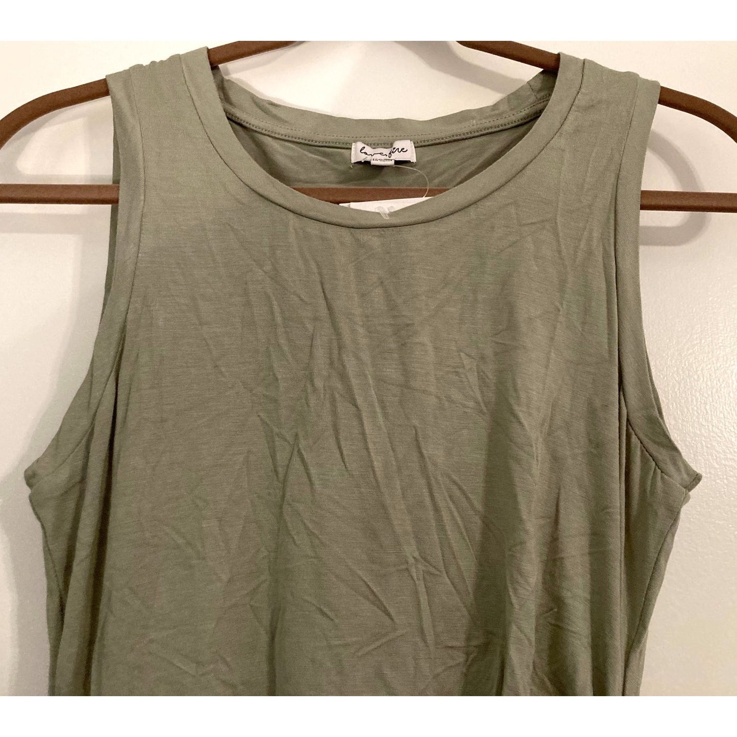 Love Fire Side-Ruch Sleeveless Tank Bodycon Mini Dress Sz Medium in Seagrass NWT