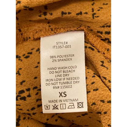 All In Favor Surplice V-neck Long Sleeve Top Size XS/Extra Small Brown Print NWT