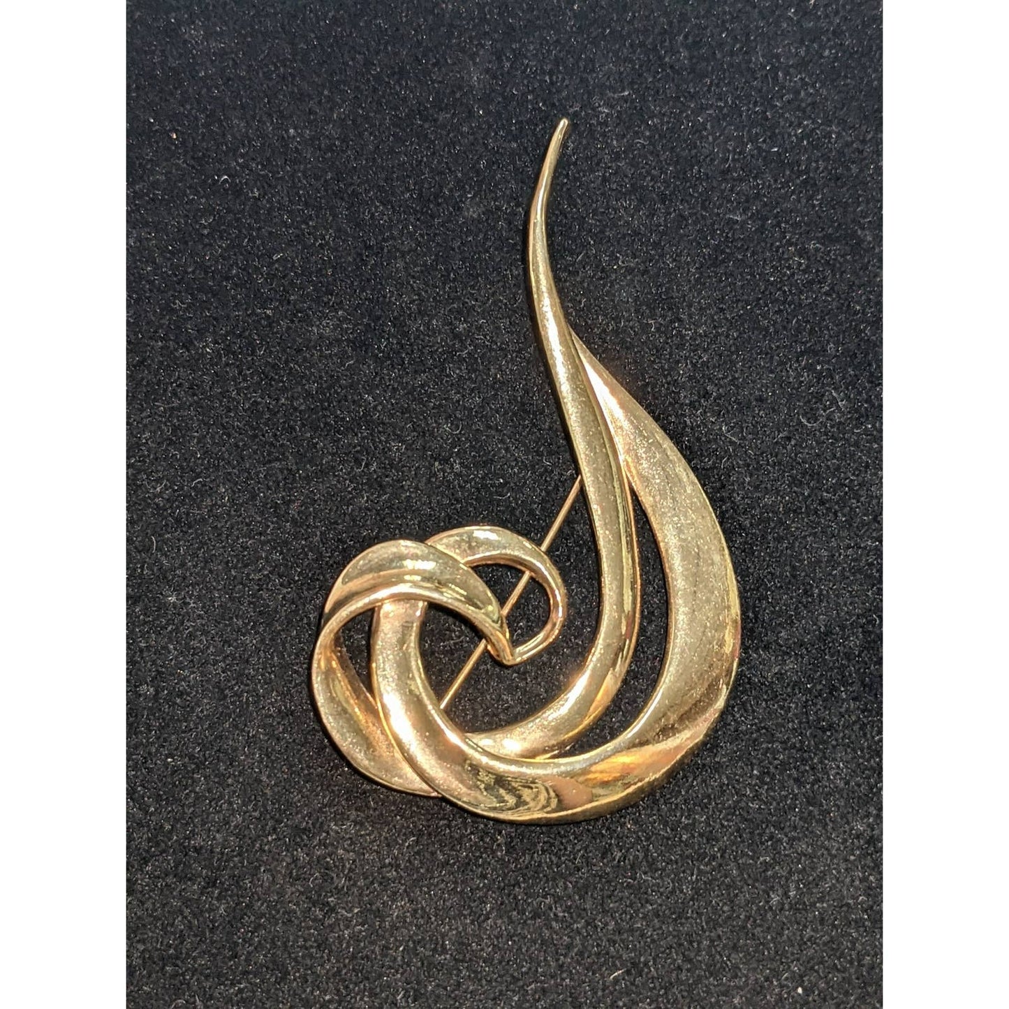 Vintage Avon Spiral Golden Metal Brooch Safety Pin Closure Signed