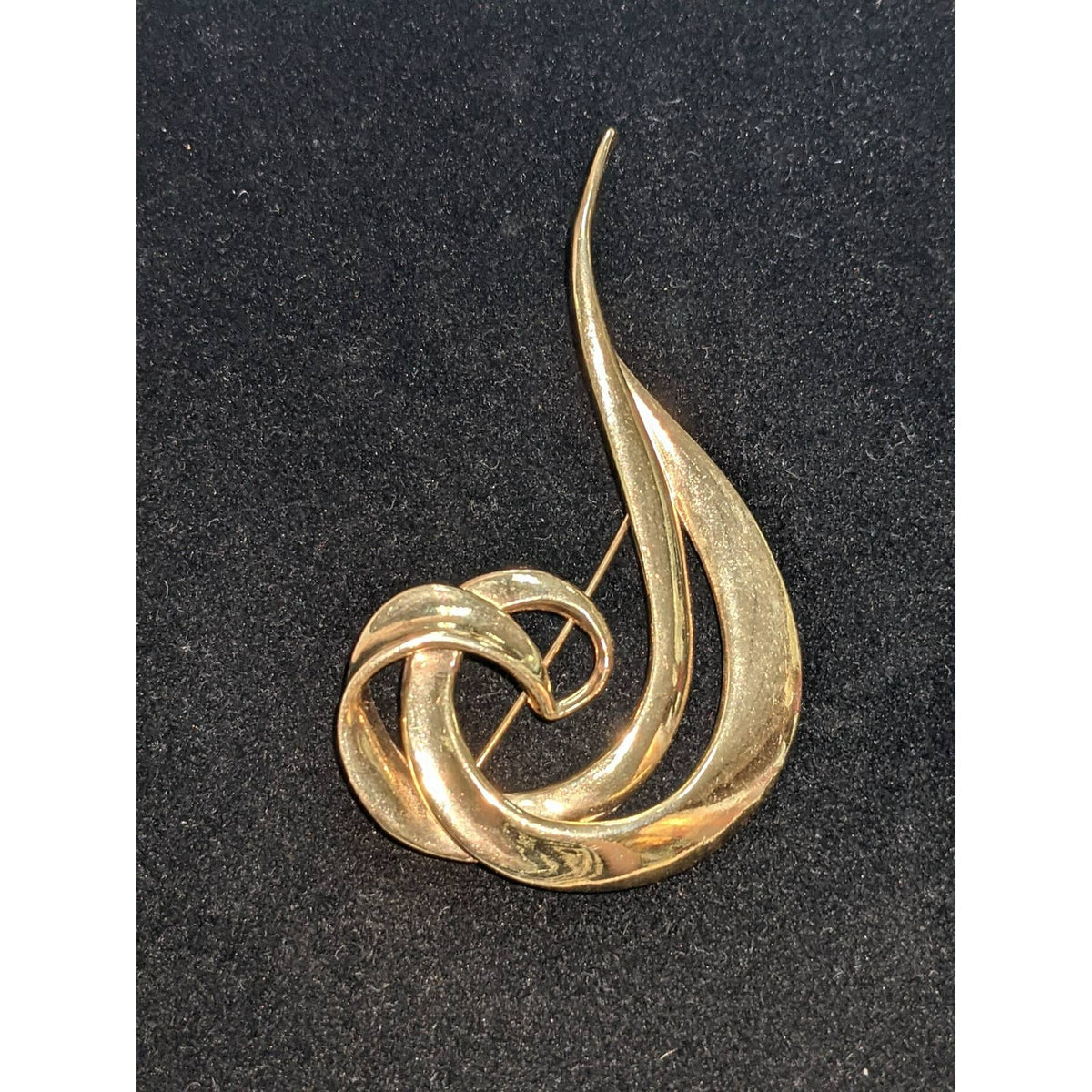 Vintage Avon Spiral Golden Metal Brooch Safety Pin Closure Signed