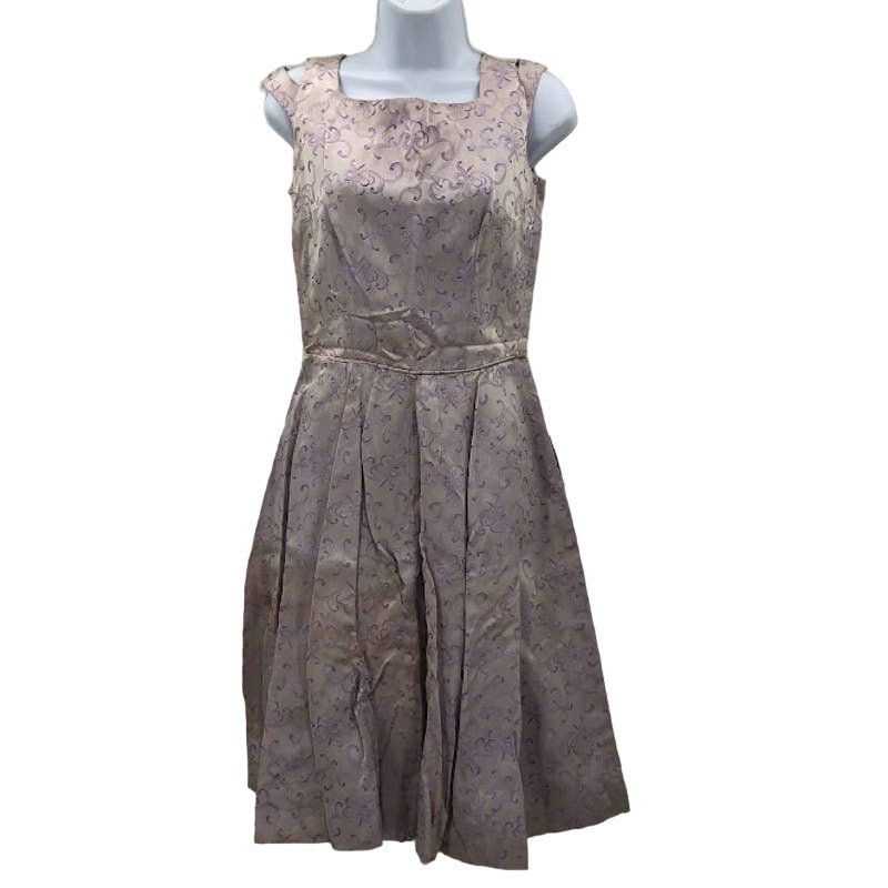 Vintage Purple dress Fit Flare Sateen Cold Shoulder Detail Sleeveless Line Small