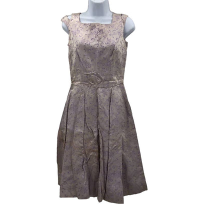 Vintage Purple dress Fit Flare Sateen Cold Shoulder Detail Sleeveless Line Small
