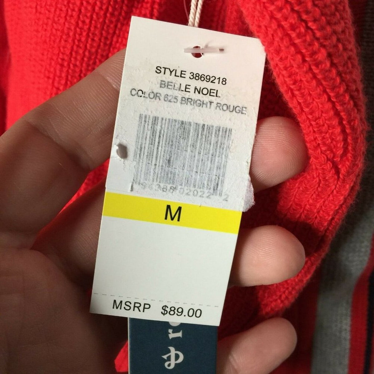 Court & Rowe Pullover Sweater Red Stripe Sporty Belle Noel Medium Cotton NEW