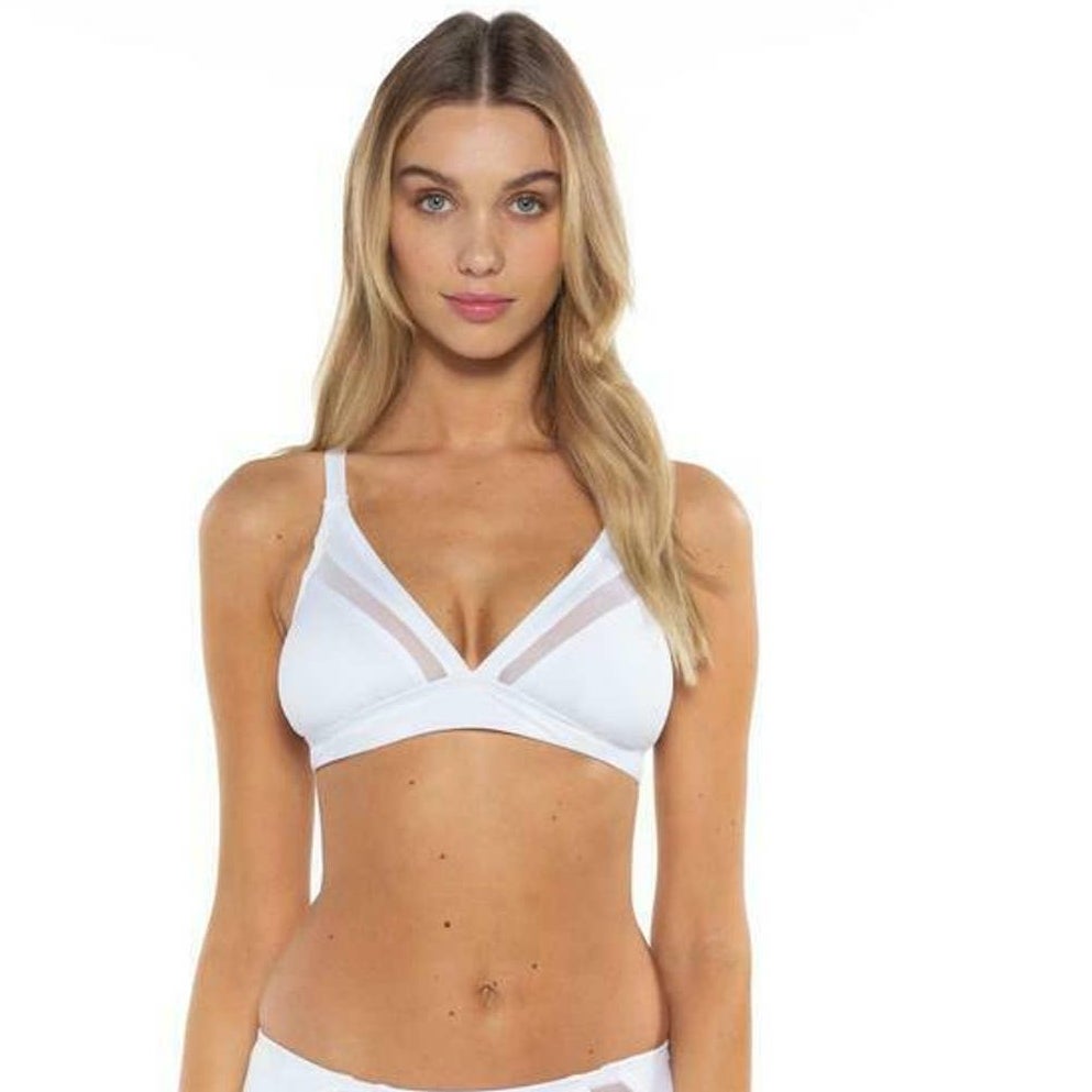 Mossimo Del Mar Camilla Bralette Bikini 2 Pc SwimWear High Waist Small White