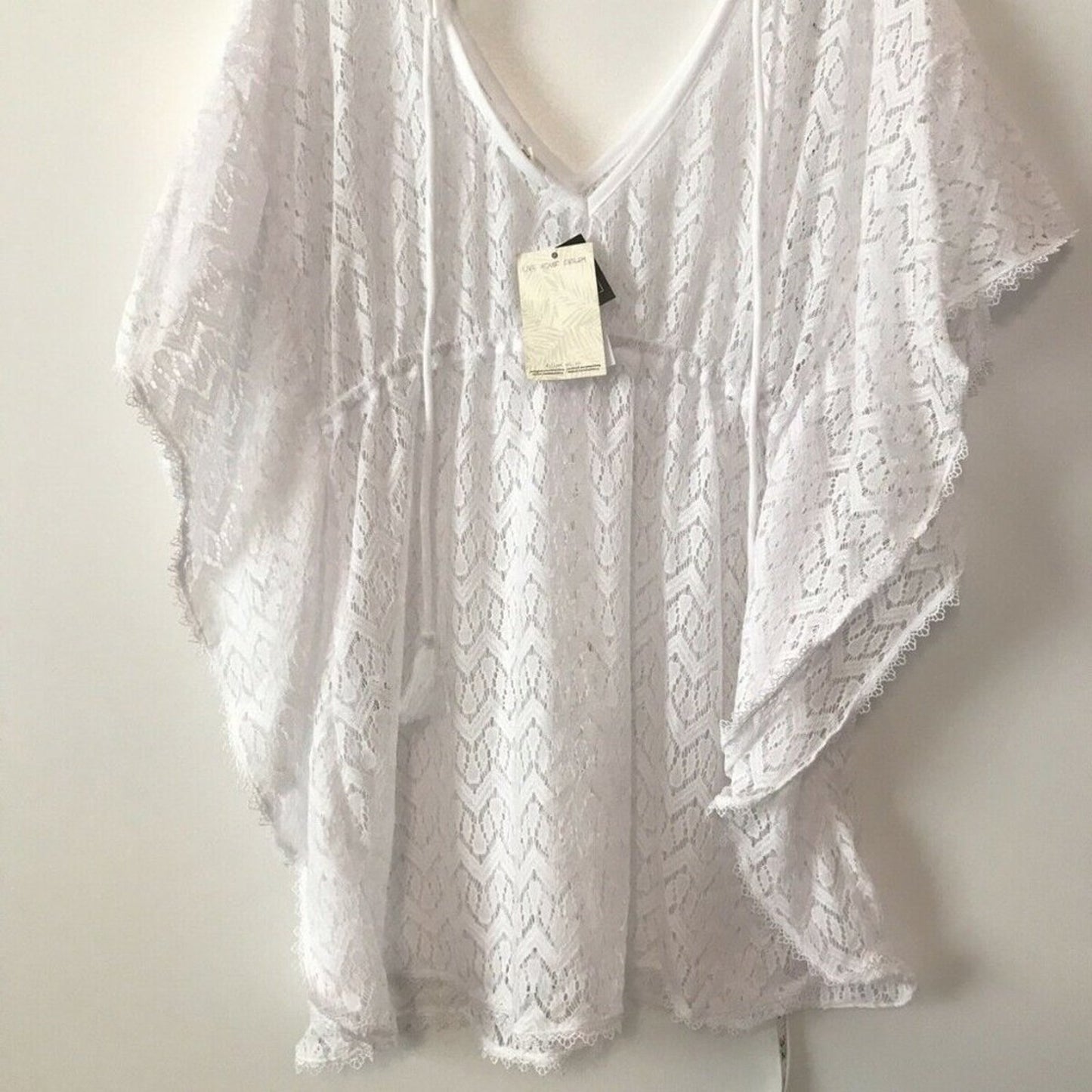 Miken Crochet Caftan Cover Up Swimsuit Swimwear Size Medium