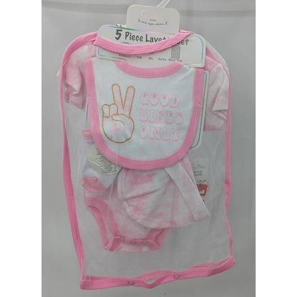 Quiltex Lot 3 (1Piece Sets) 5 Pcs each set Green White 3-6 month Girl Bib Hat