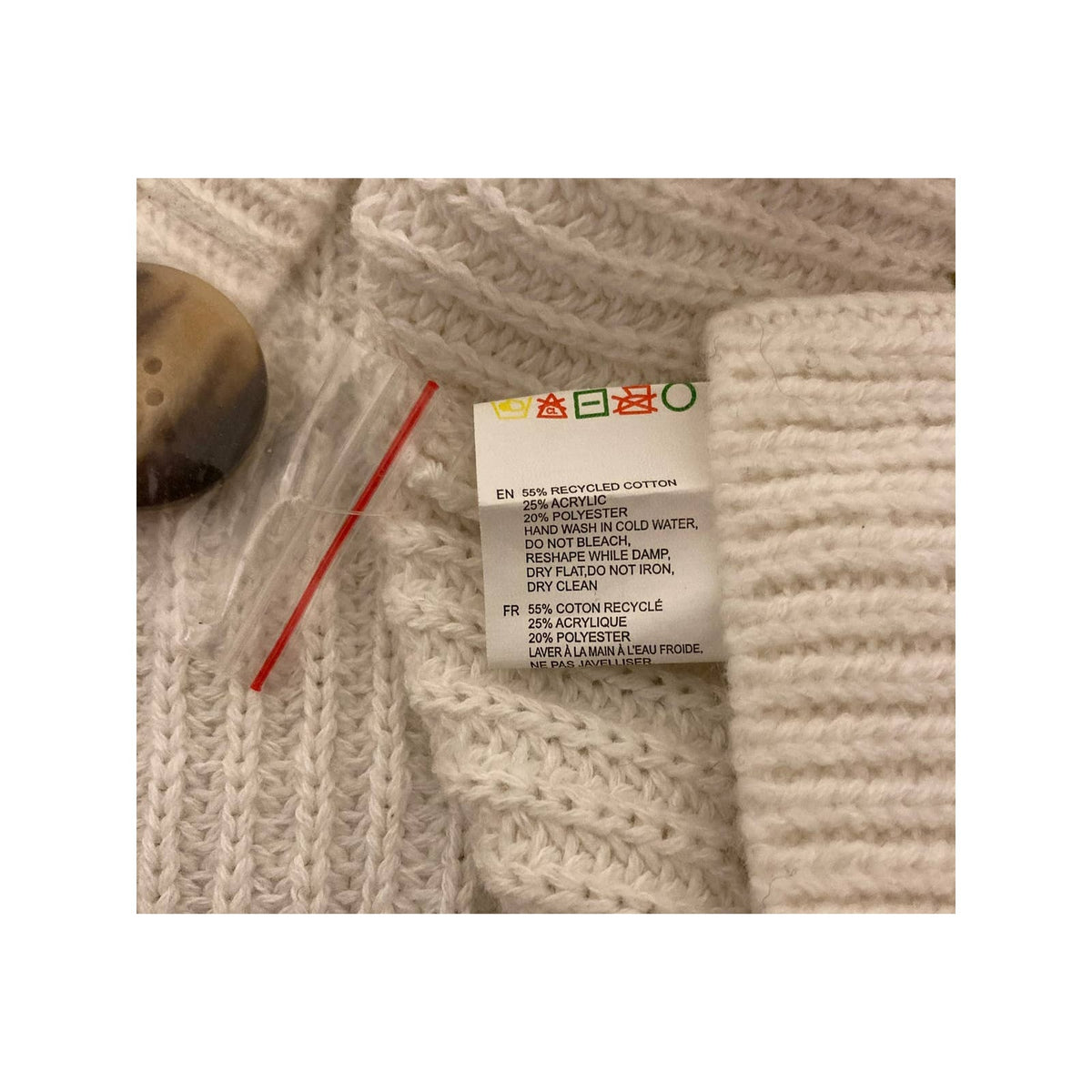 Cloth by Design Women's Button Front Tunic Cardigan Sweater Medium Egg White NWT
