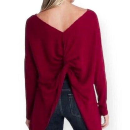 1.State NWT Knot Back Waffle Knit Top In Deep Rouge Size Medium