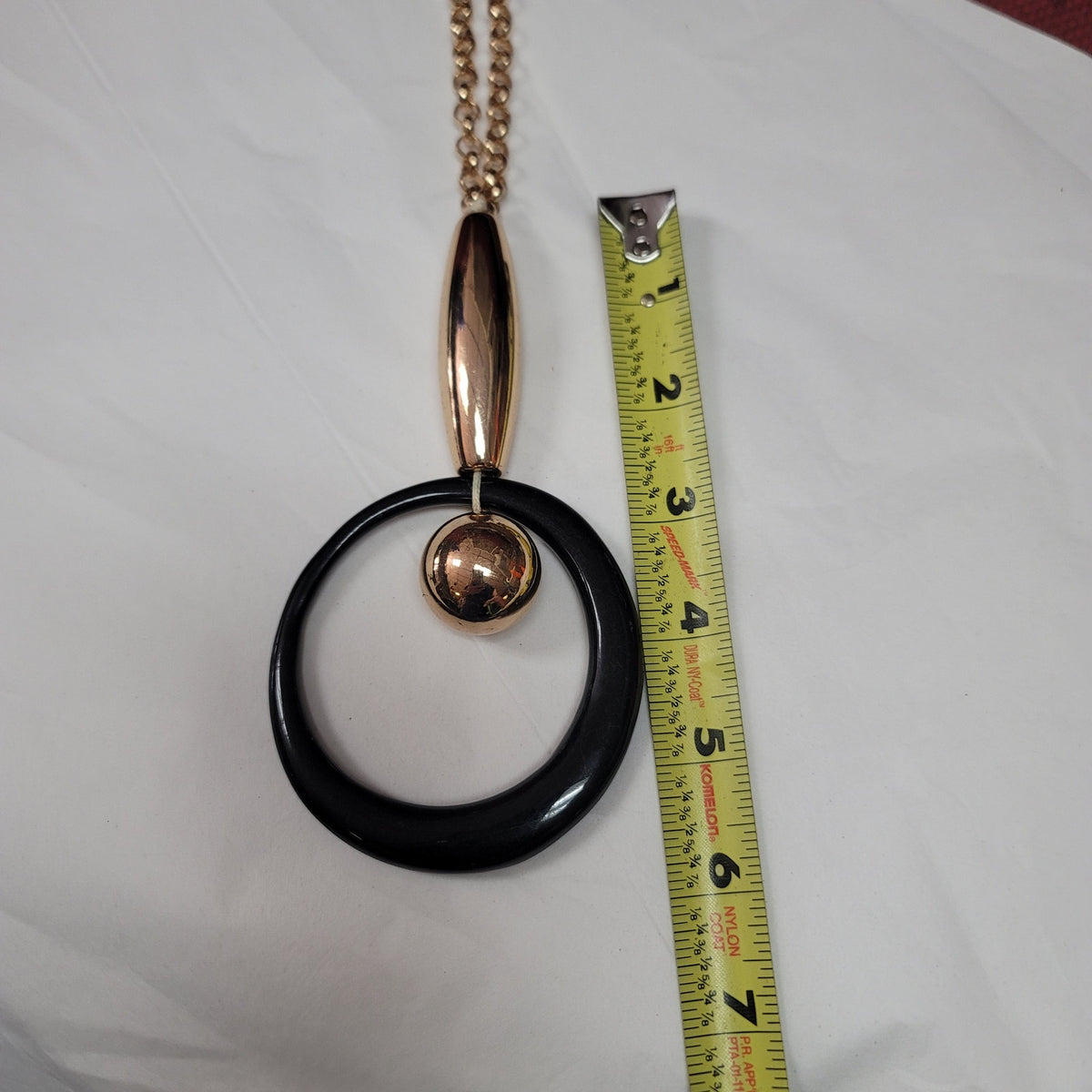 Vintage large Costume Jewelry Midcentury Black Golden Pendant Statement MCM