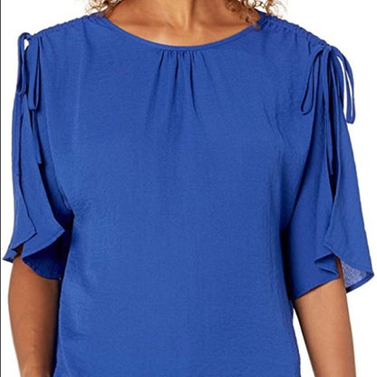 Vince Camuto Drawstring Sleeve Rumpled Blouse Size extra Small XS blue top