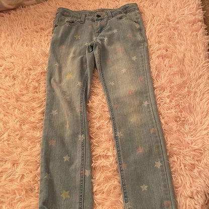 Studio V Vigoss Girls Skinny Jeans Size 12 Light Blue Wash with Pastel Stars NWT