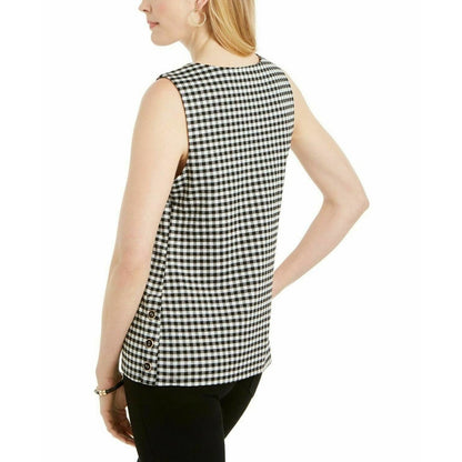 Charter Club Gingham Button-Side Top Sleeveless size XXLarge