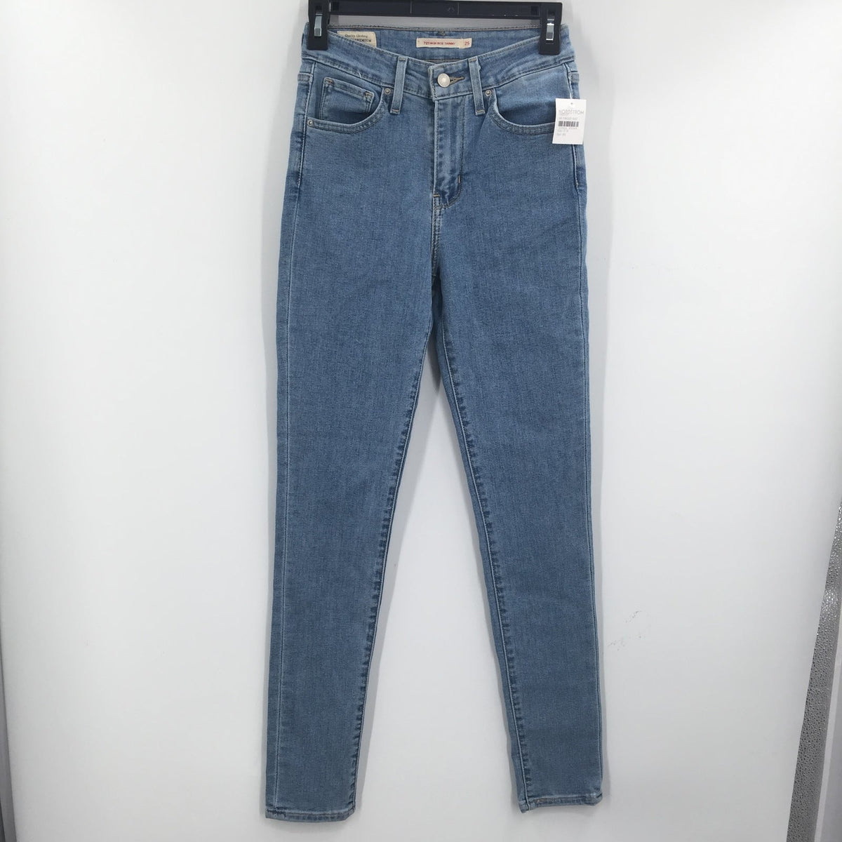 Levi's Strauss 721 High Rise Skinny Jeans Zip Fly Medium Wash Blue Size 25