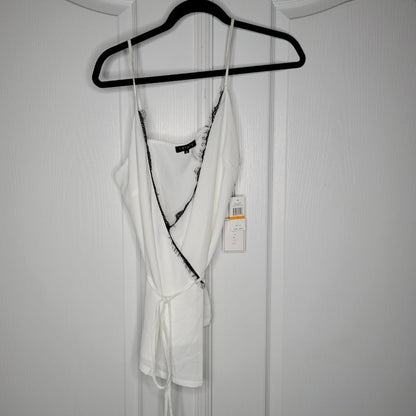 1. State Scalloped Trim Neckline Wrap Romance Shirt Top Blouse White Black Small