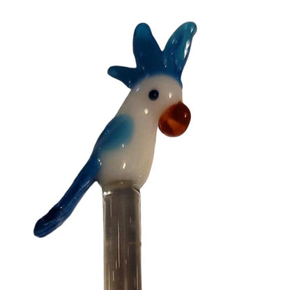 Hand-Blown Art Glass 8.5" SWIZZLE Stick margarita TIKI bar mixed drink COCKATOO