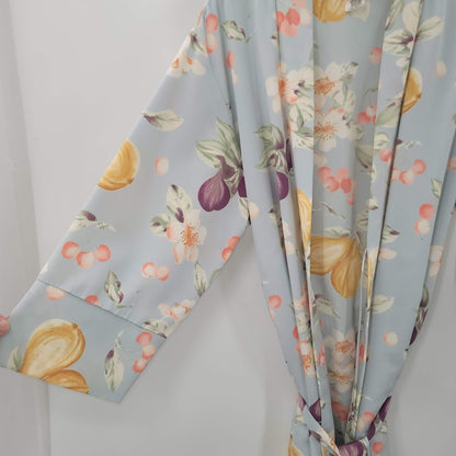 Vintage L.A. Intimates Short Robe Belt Small Floral Blue thigh High