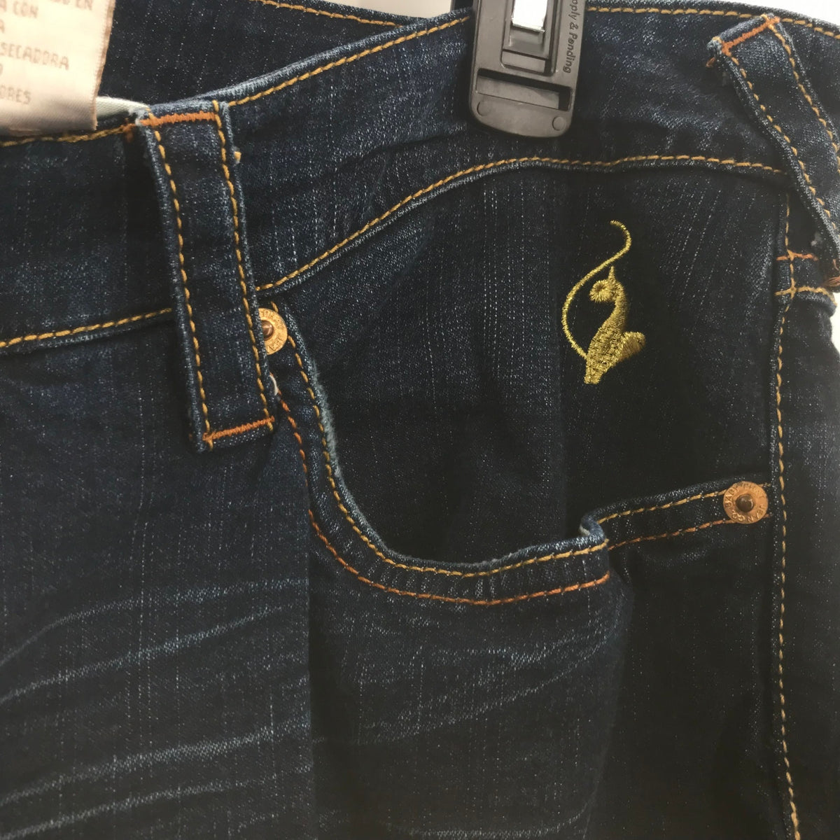 Baby Phat Stretch Embroidered Logo Straight Legs Denim Jeans Mid Rise Size 40
