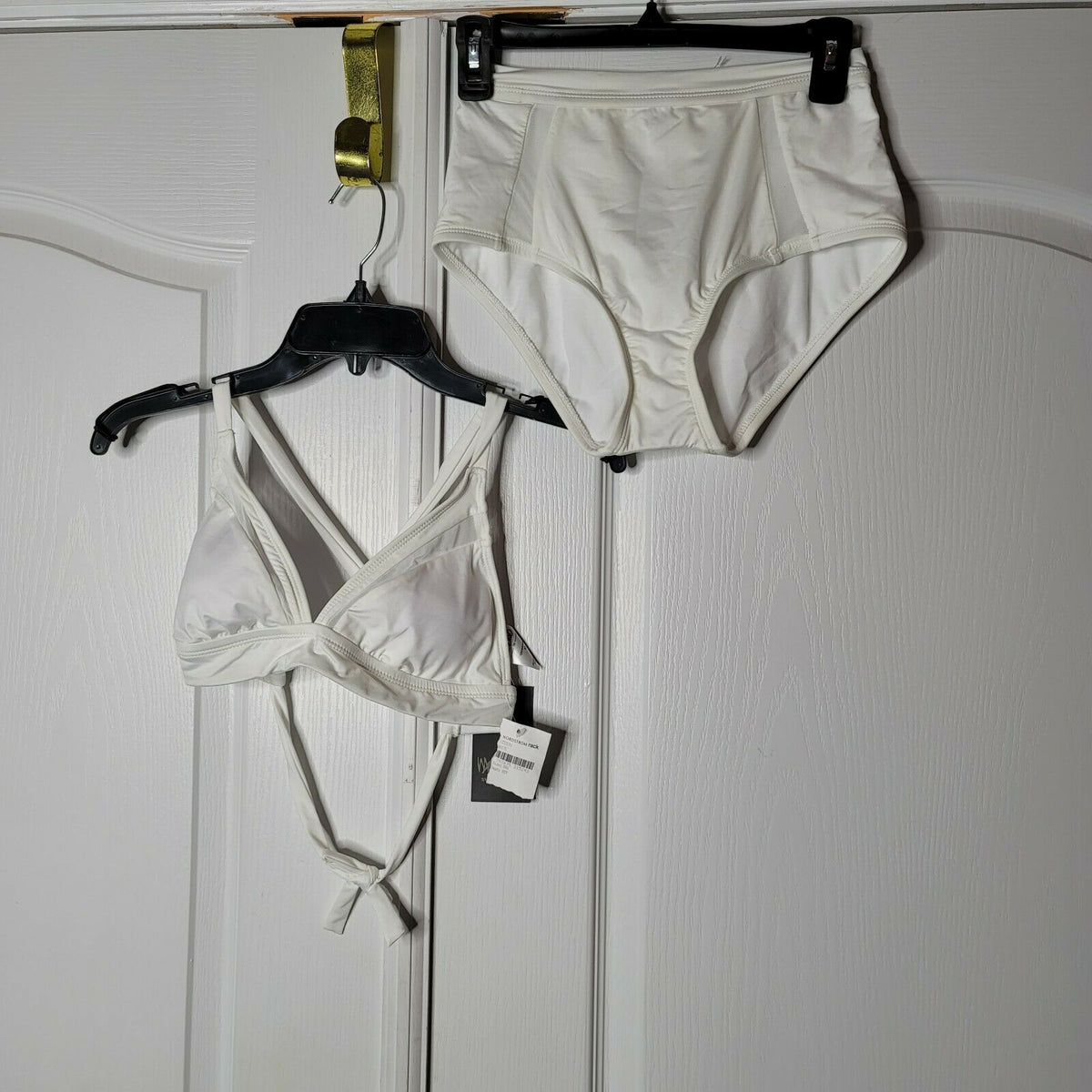 Mossimo Del Mar Camilla Bralette Bikini 2 Pc SwimWear High Waist Small White