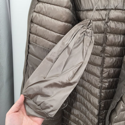 Via Spiga Packable Hooded Down Quilted Puffer Parka Coat Jacket Moonstone Small