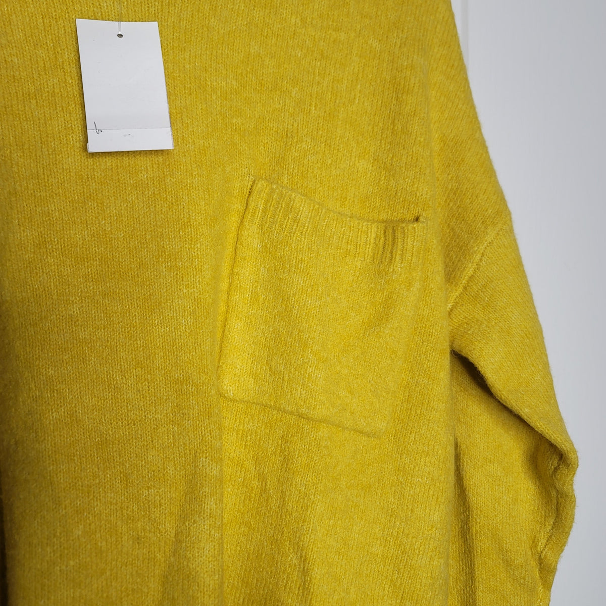 Sanctuary Yellow Sweater Long Sleeve XL side split wool blend Pocket NEW