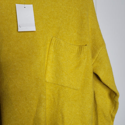 Sanctuary Yellow Sweater Long Sleeve XL side split wool blend Pocket NEW
