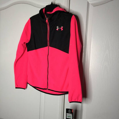 Coldgear Hooded Sweatshirt Long Sleeves Full Zip Removable Hood Black Pink Large