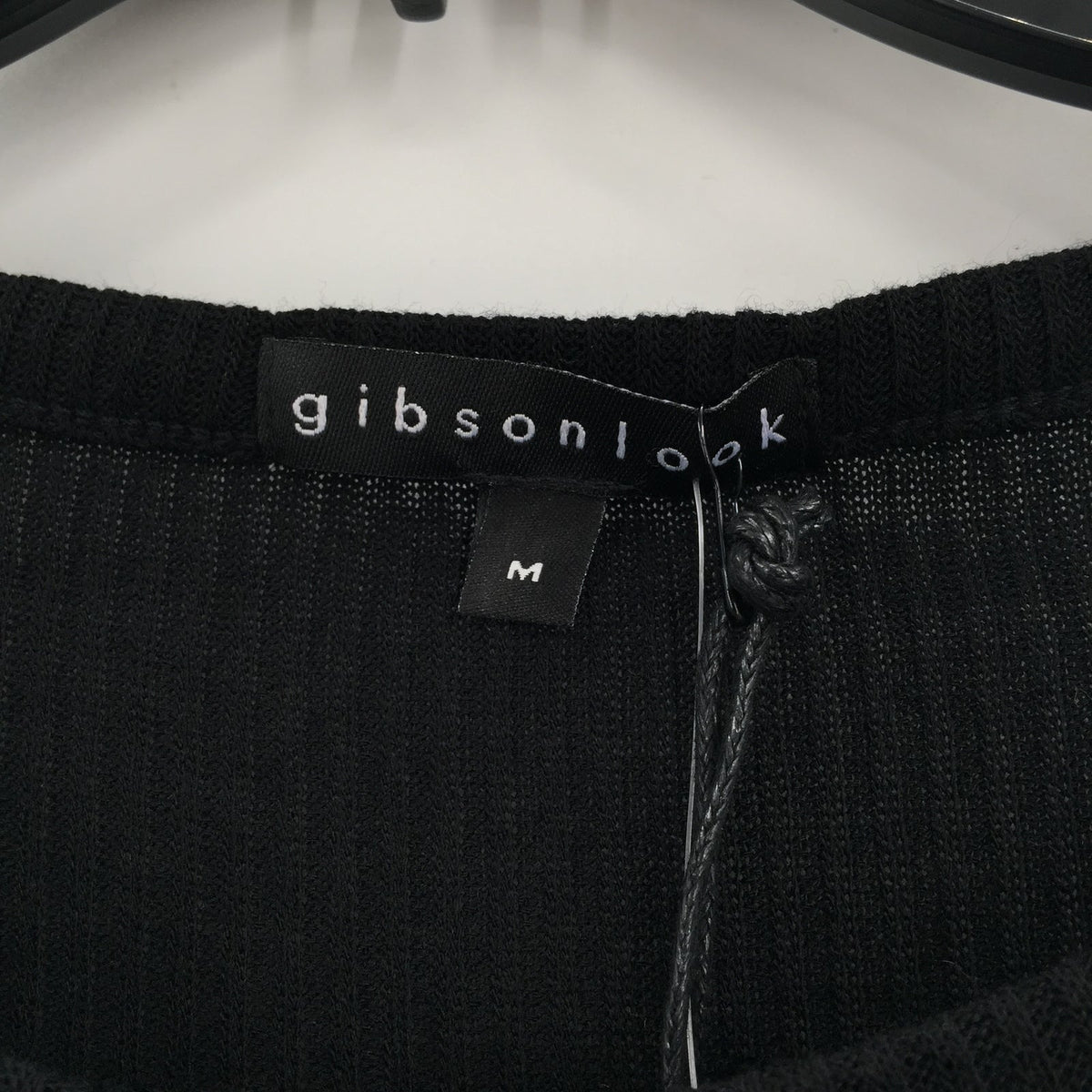 Gibsonlook Pullover Blouse Top Button Up Long Sleeve Mock Neck Black SZ Medium