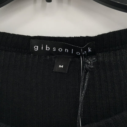 Gibsonlook Pullover Blouse Top Button Up Long Sleeve Mock Neck Black SZ Medium