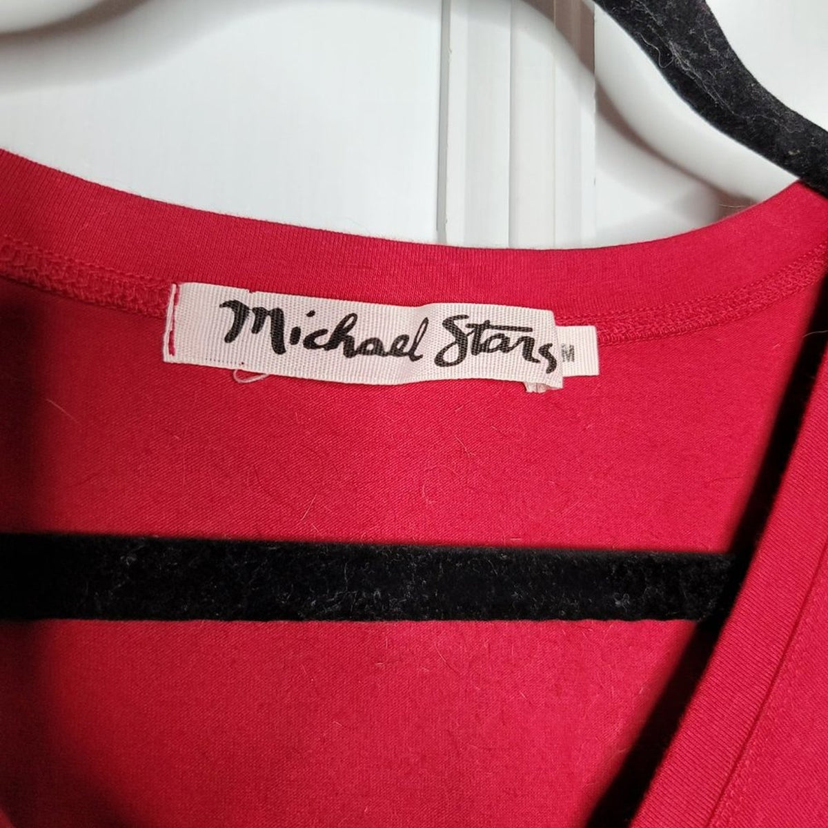 Michael Stars Sleeveless V-Neck Dress Ruching Red Medium BodyCon Slip Sleeveless