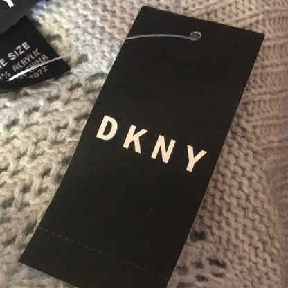 DKNY NEW Heather Grey Open Knitted Blocked Scarf Lightweight Packable